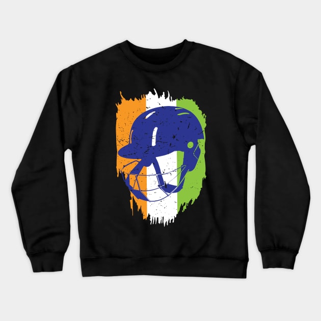 India Indian Cricket Player Batsman Helmet Design Crewneck Sweatshirt by alltheprints